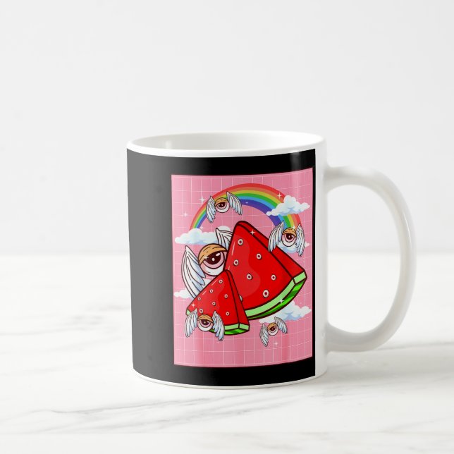 Weirore Aesthetic Kawaii Watermelon Eyes Winged Ey Coffee Mug (Right)