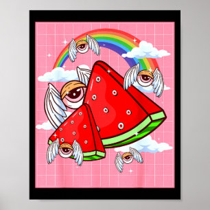 Weirore Aesthetic Kawaii Watermelon Eyes Winged Ey Poster