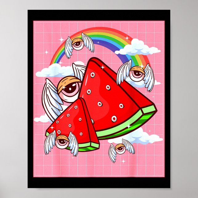 Weirore Aesthetic Kawaii Watermelon Eyes Winged Ey Poster (Front)