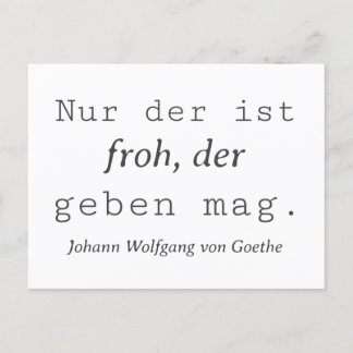 Weisse Goethe Zitat Wer Nur der ist Froh Postcard