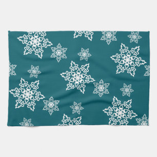 Weiße Schneeflocken  Tea Towel