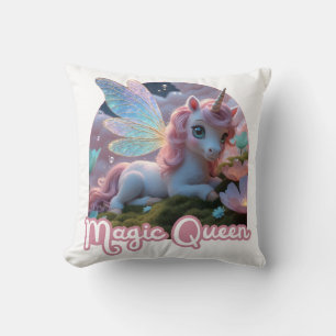 Weißes Einhorn mit Flügeln - Magic Queen Cushion