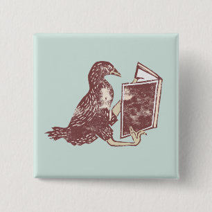 Weka Bird Reading a book 15 Cm Square Badge