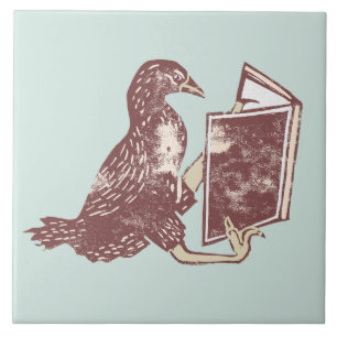 Weka Bird Reading a book Ceramic Tile