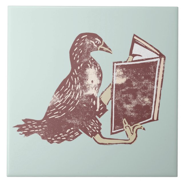 Weka Bird Reading a book Ceramic Tile (Front)