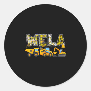 Wela construction excavator kids matching family classic round sticker