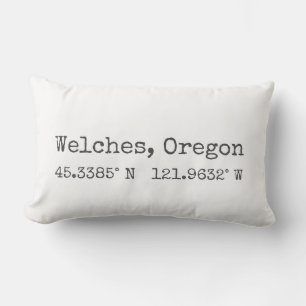 Welches, Oregon Map Coordinates Lumbar Pillow