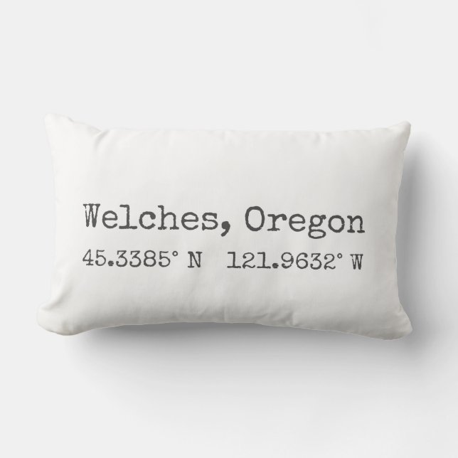 Welches, Oregon Map Coordinates Lumbar Pillow (Front)