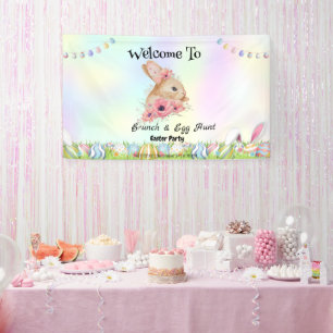 Welcom bunny hunting egg Happy Easter flower Party Banner