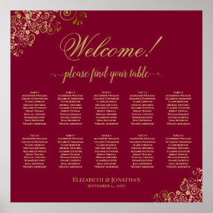 Welcome! 10 Table Gold on Burgundy Seating Chart