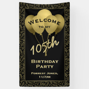 Welcome 150th Birthday Num Patten Gold and Black Banner