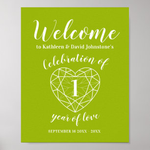 Welcome 1 year anniversary heart personalised poster