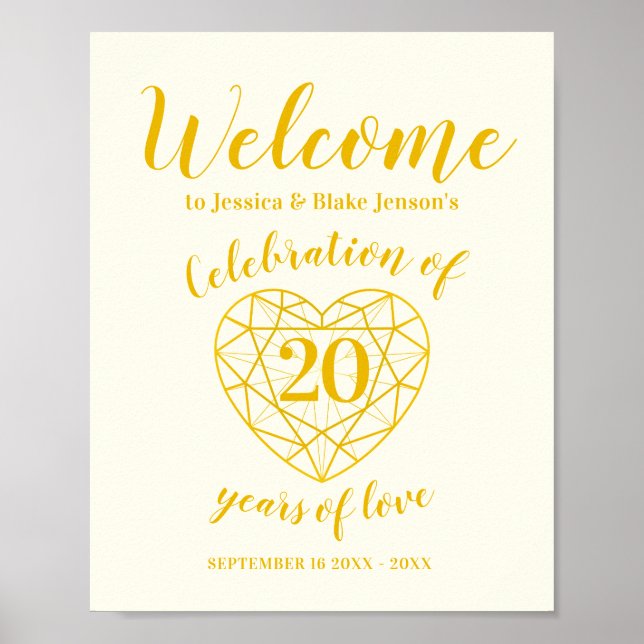 Welcome 20 years of love 20th anniversary heart poster (Front)