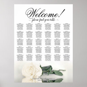 Welcome! 30 Table White Rose Wedding Seating Chart
