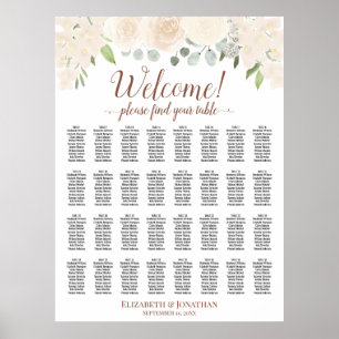 Welcome! 32 Table Pale Peach Floral Seating Chart