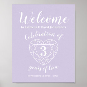 Welcome 3rd anniversary  crystal heart custom poster