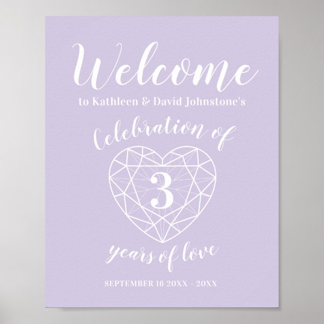 Welcome 3rd anniversary  crystal heart custom poster (Front)