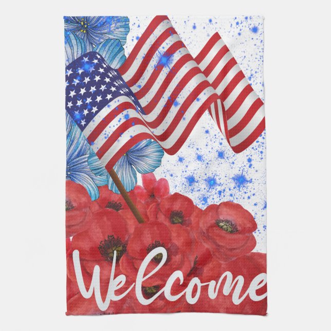 Welcome 4th of July   Tea Towel (Vertical)