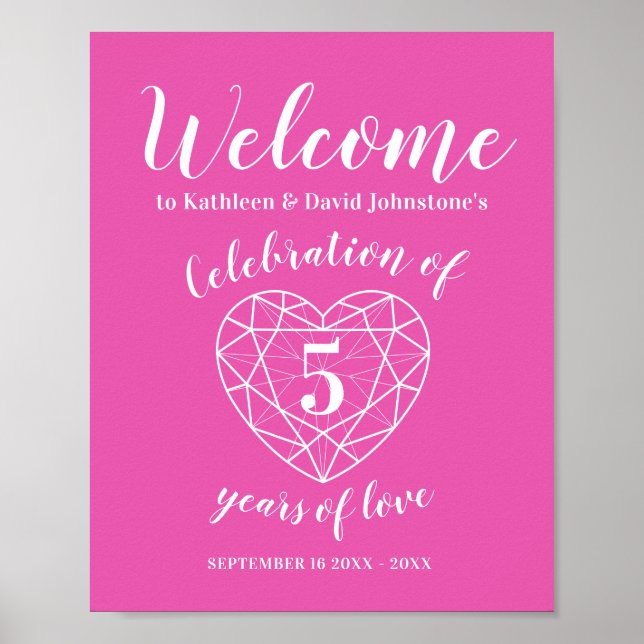 Welcome 5 years of love 5th anniversary heart poster (Front)