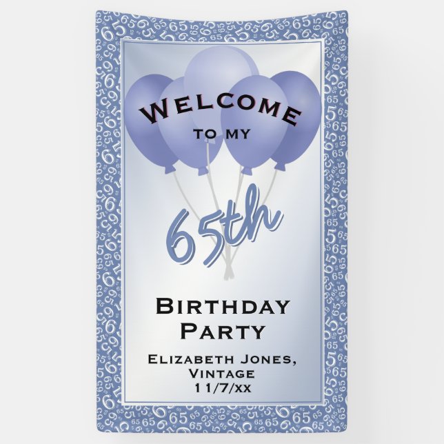 Welcome 65th Cool Number Pattern - Blue/White Banner (Vertical)