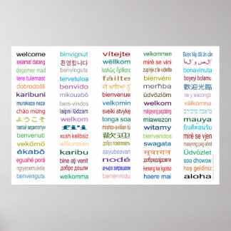 Welcome - 80 Languages Poster -3 sizes/White
