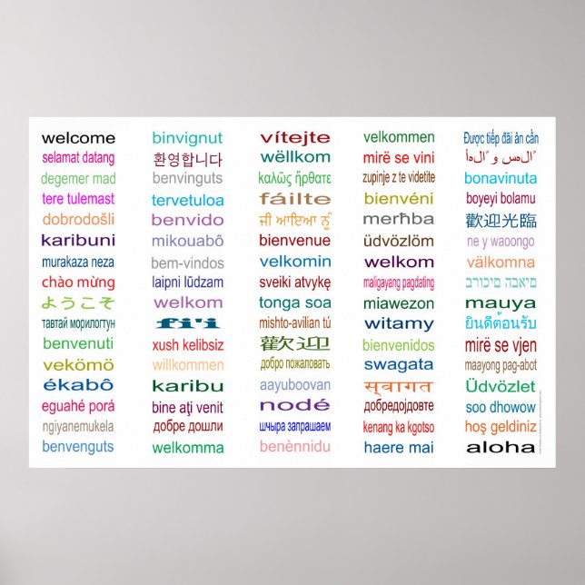Welcome 80 Languages Poster - 5 sizes/White (Front)