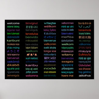 Welcome 80 Languages Poster Black