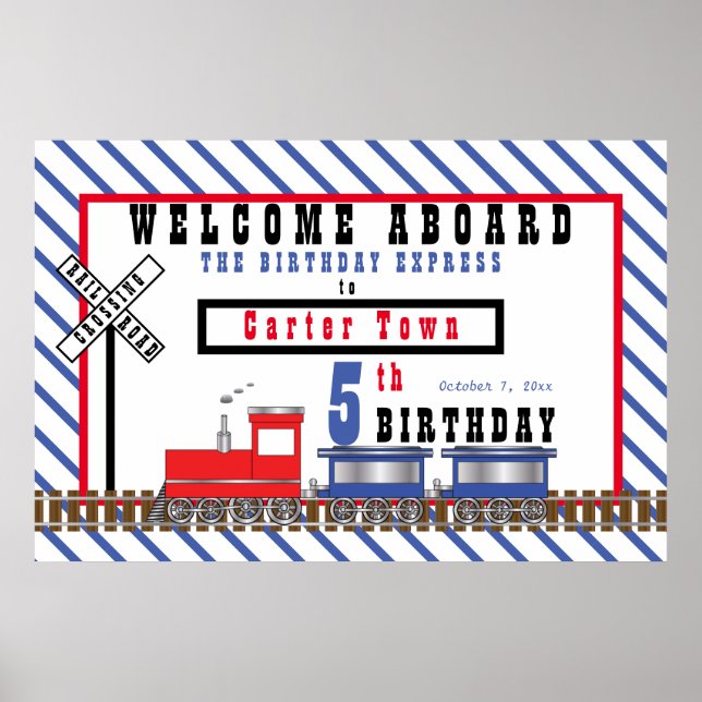 Welcome Aboard 5th Birthday Express Train Poster (Front)