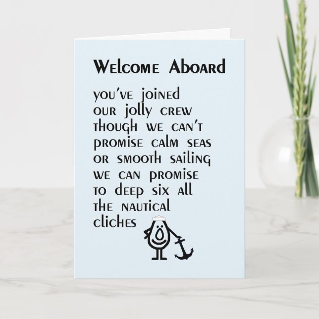 Welcome Aboard - a funny poem for your new hire Card (Front)