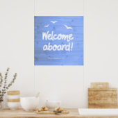 Welcome Aboard Blue and White Fun Sailing Poster (Kitchen)