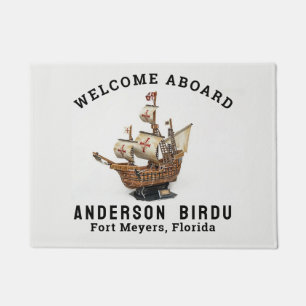 Welcome Aboard Boat Name Anchor Doormat