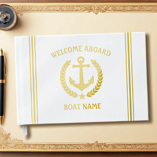 Welcome Aboard Boat Name Anchor Laurel Star  Guest Book