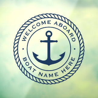 Welcome aboard boat name anchor rope border