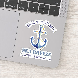 Welcome Aboard Boat ⛵ Name Nautical Anchor Sticker
