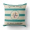 Welcome Aboard Boats Name Teal Stripes -