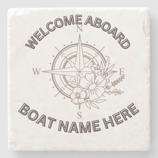 Welcome Aboard Cushions Stone Coaster (Front)