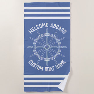 Welcome Aboard - Custom Boat Name Beach Towel