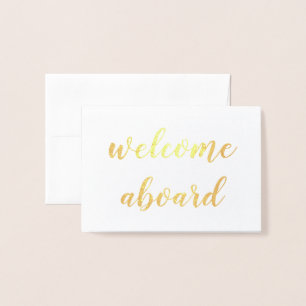 welcome aboard gold foil script foil card