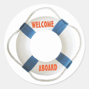 Welcome Aboard Life Ring Classic Round Sticker