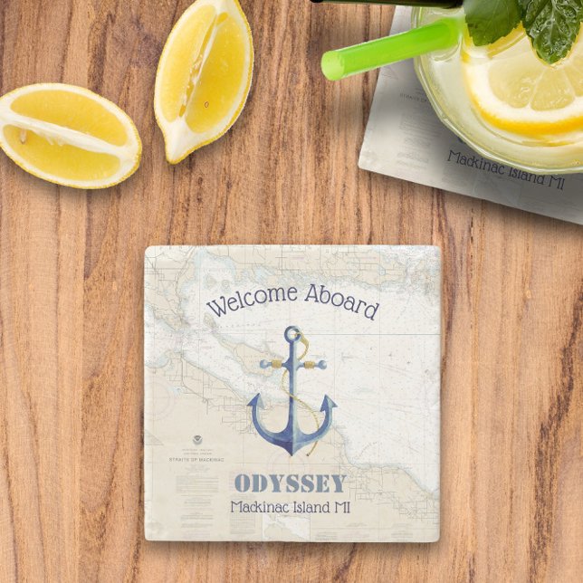 Welcome Aboard 🌊 Mackinac Island Michigan  Stone Coaster (Welcome Aboard 🌊 Mackinac Island Michigan Stone Coaster
)
