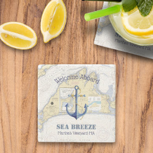 Welcome Aboard ⚓ Martha's Vineyard Nautical  Stone Coaster