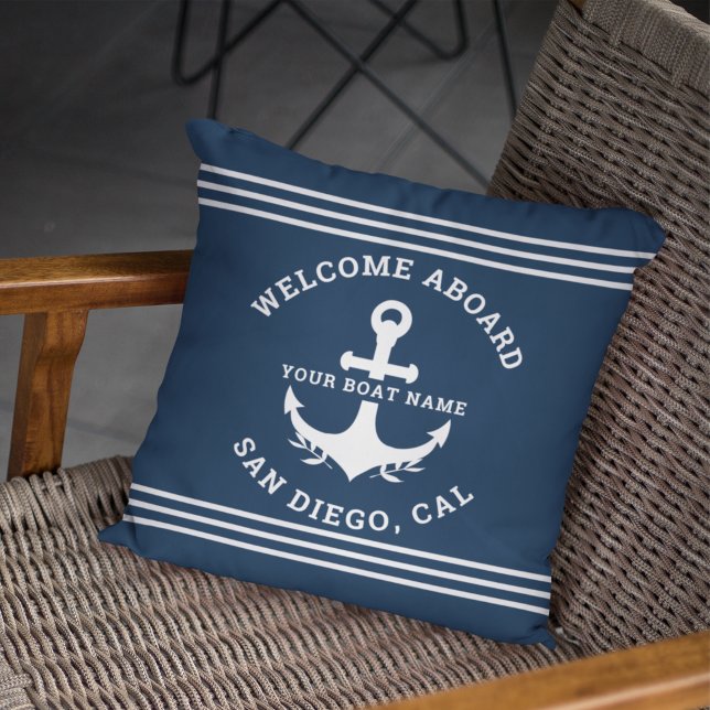Welcome Aboard Nautica Blue Cushion (Creator Uploaded)