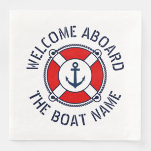 Welcome Aboard nautical boat lifesaver ring buoy Napkin