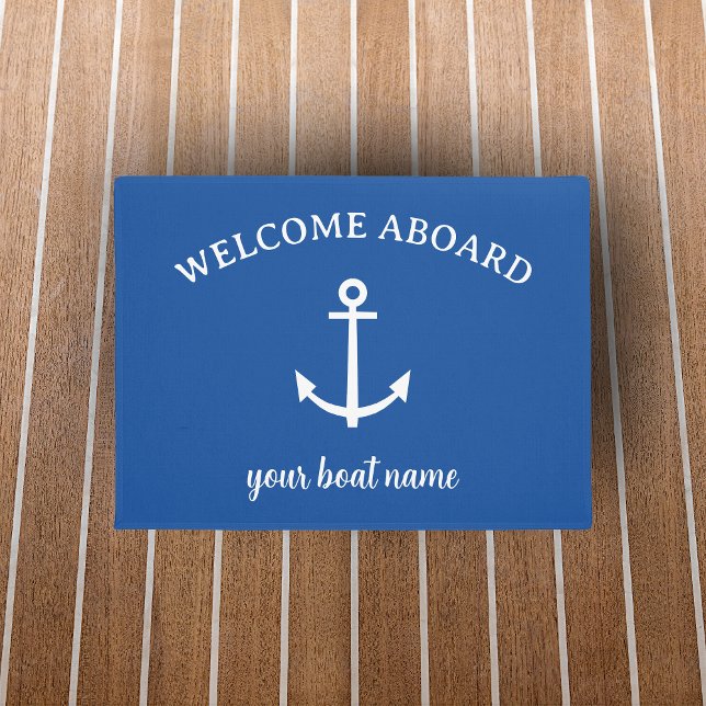 Welcome Aboard Nautical Boat Name Decor  Doormat (Creator Uploaded)