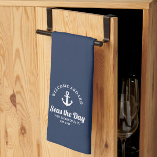 Welcome Aboard Nautical Boat Name    Tea Towel