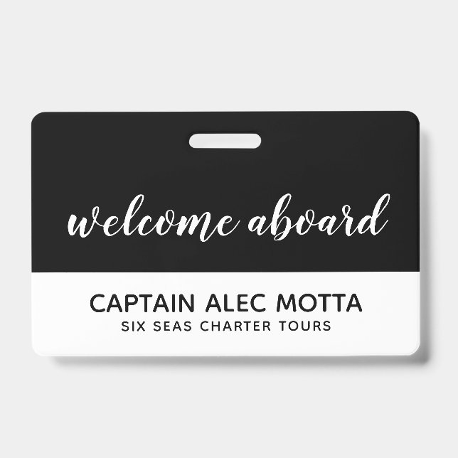 welcome aboard script ID badge (Front)