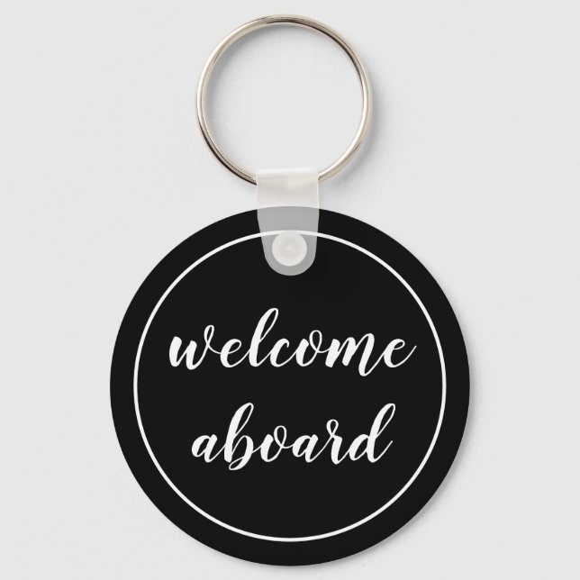 welcome aboard script key ring (Front)