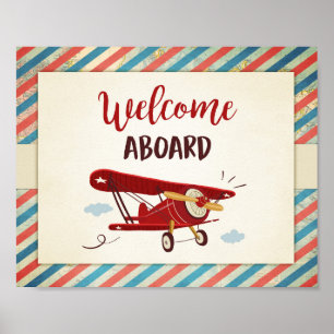 Welcome aboard Sign Aeroplane birthday Baby shower