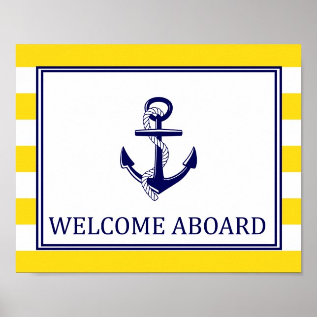 Welcome Aboard - Sign - Yellow Navy Nautical (Front)