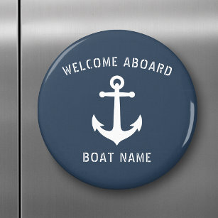 Welcome Aboard Vintage Nautical Anchor Boat Name Magnet